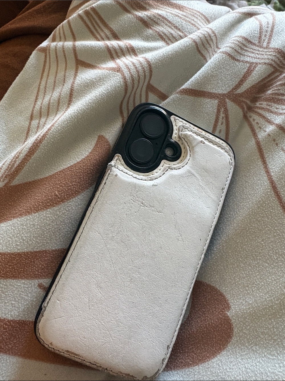 White Leather Phone Case with Card Pocket - Unbranded